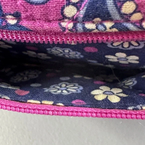 Vera Bradley Pink Blue Paisley Quilted Cotton Trifold Wallet Snap Closure - Picture 6 of 14